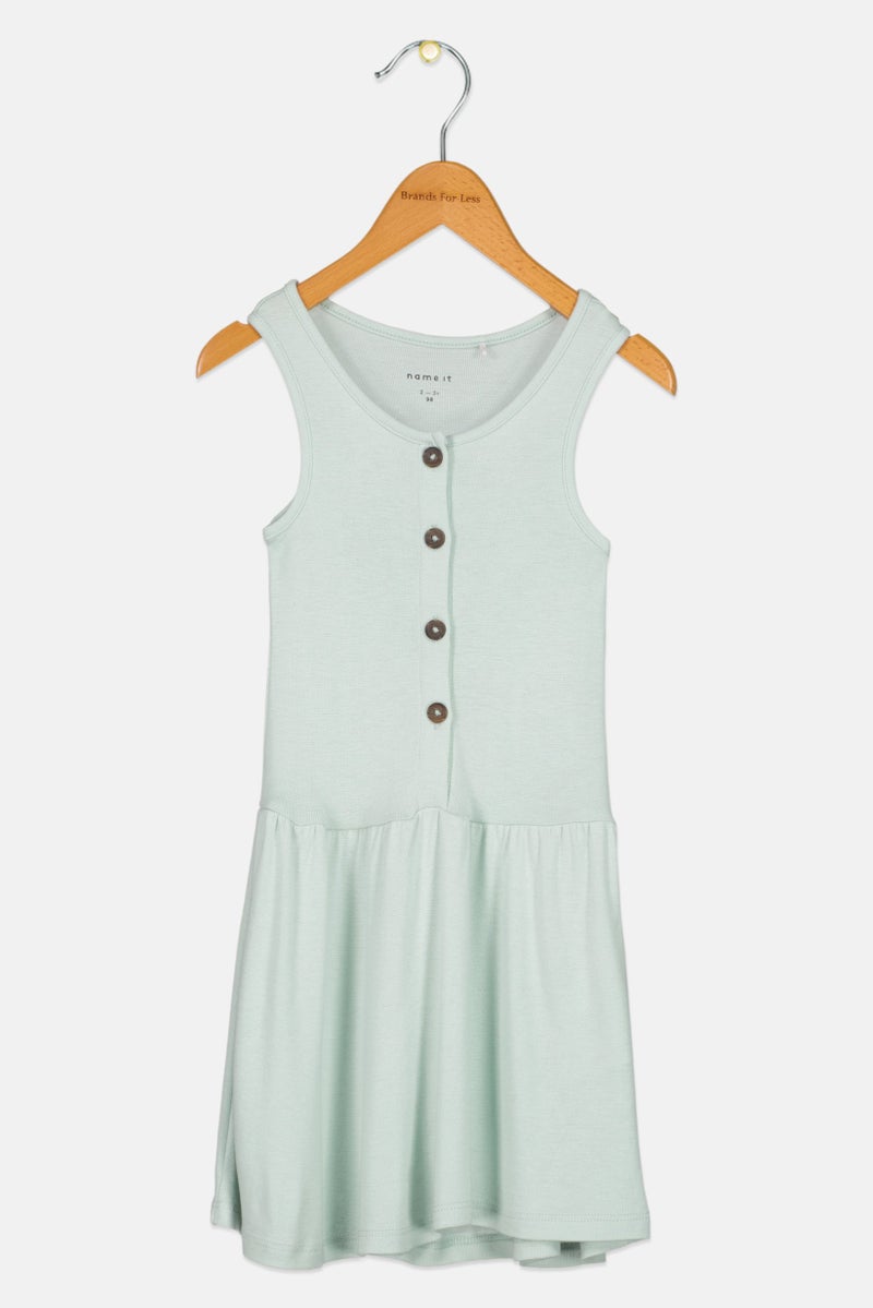 NAME IT Toddlers Girl Plain Dress, Light Green - Image 1