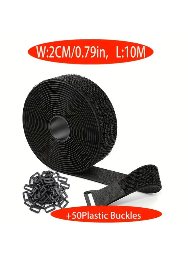 أشرطة قابلة للتعديل من نوع الخطاف والحلقة، بطول 393.7 بوصة وعرض 0.79 بوصة، قابلة للقطع وإعادة الاستخدام - Image 1