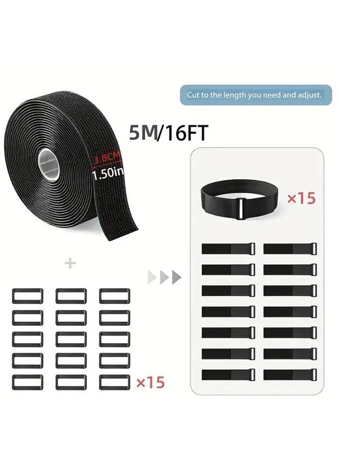 أشرطة قابلة للتعديل من نوع الخطاف والحلقة، بطول 393.7 بوصة وعرض 0.79 بوصة، قابلة للقطع وإعادة الاستخدام - Image 3