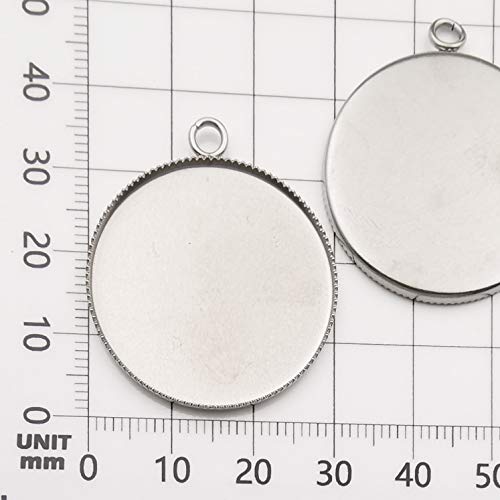 WOCRAFT 20 Pcs Fit 30mm Stainless Steel Round Blank Bezel Pendant Trays Base Cabochon Settings Charms for Jewelry Making (10168-30mm-20pcs) - Image 2