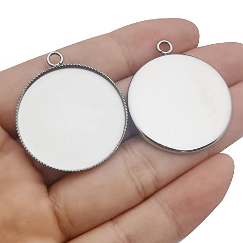WOCRAFT 20 Pcs Fit 30mm Stainless Steel Round Blank Bezel Pendant Trays Base Cabochon Settings Charms for Jewelry Making (10168-30mm-20pcs) - Image 3