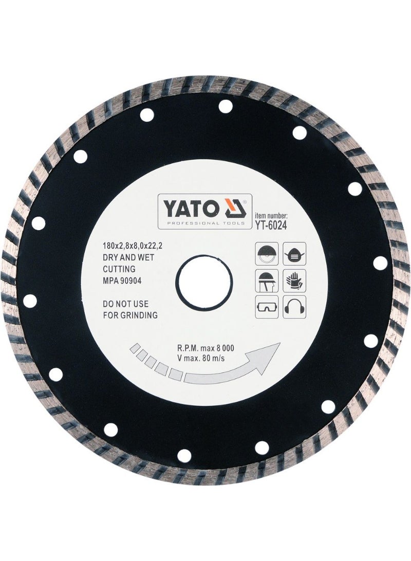 YATO Diamond Blade "Turbo" 180x2.8x22.2mm  YT-6024