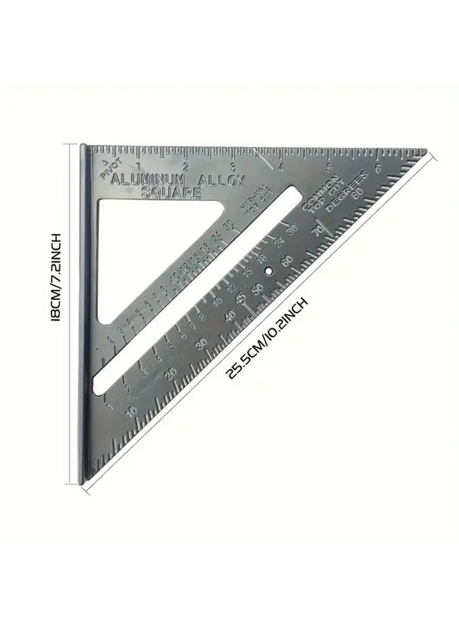 7 Inch Cast Aluminum Triangle Ruler Right Angle Measuring Tool With Dual Scale Markings Inches And Centimeters Durable Woodworking Precision Ruler For Carpentry Crafting Projects - Image 2