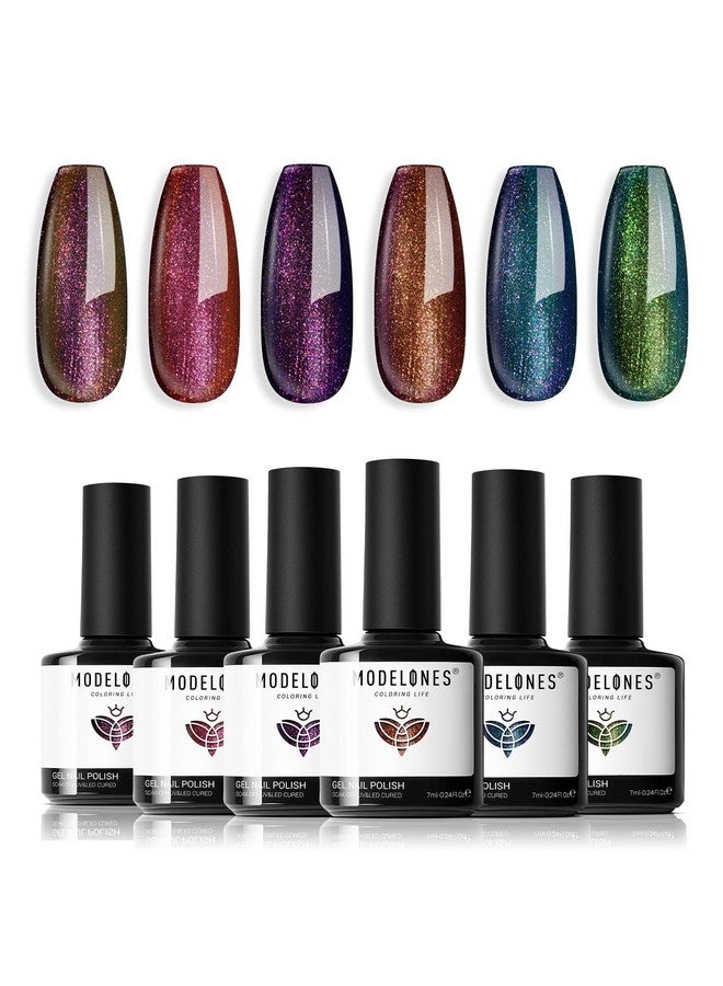 موديل ونز مجموعة طلاء أظافر جل تشاميليون من موديلونز - 6 ألوان من جل أورورا، طلاء أظافر جل أزرق أخضر بنفسجي أحمر بني لامع، طلاء أظافر جل لجميع الفصول، مصباح LED للأظافر، مجموعة طلاء أظافر جل، هدية منزلية، صالون اصنعها بنفسك للنساء - Image 1