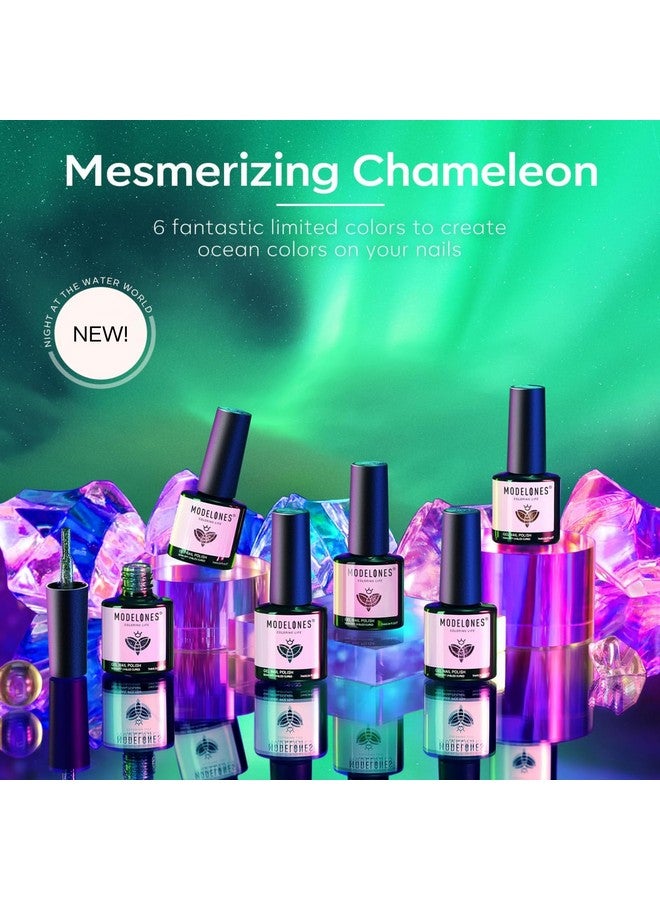 موديل ونز مجموعة طلاء أظافر جل تشاميليون من موديلونز - 6 ألوان من جل أورورا، طلاء أظافر جل أزرق أخضر بنفسجي أحمر بني لامع، طلاء أظافر جل لجميع الفصول، مصباح LED للأظافر، مجموعة طلاء أظافر جل، هدية منزلية، صالون اصنعها بنفسك للنساء - Image 2