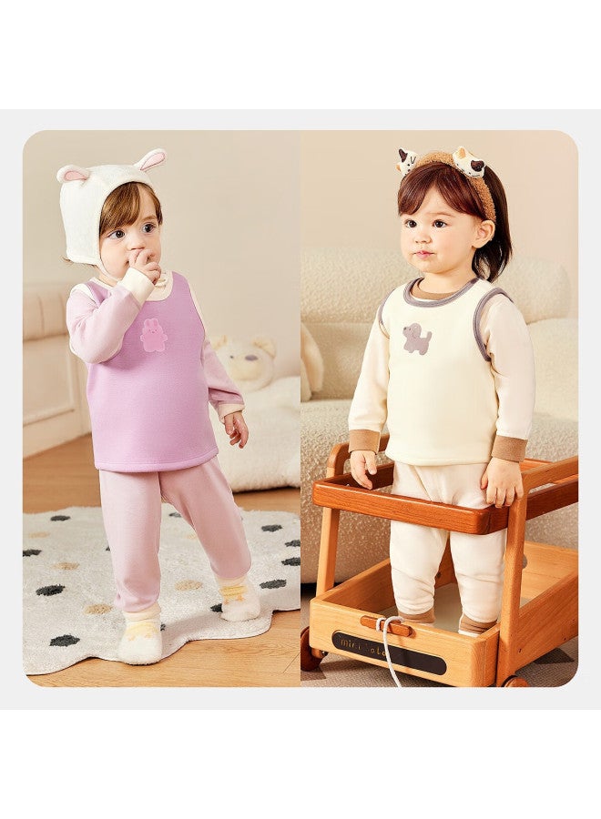 Minibala Kids Warm Vest Uni Baby Fleece Lined Stretchy Sleeveless Belly Protection Base Layer Vest - Image 1