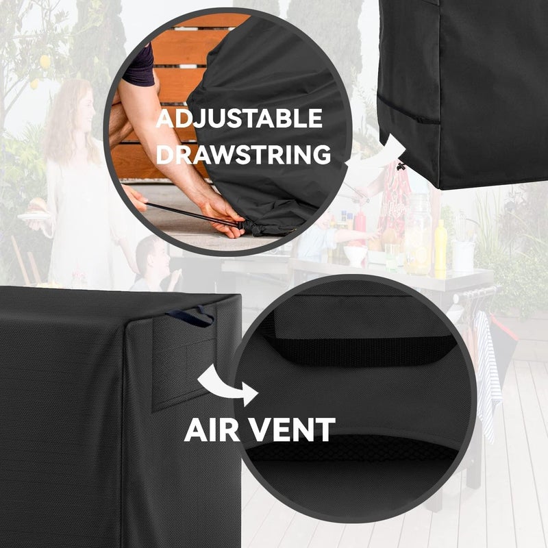 Wnanan Outdoor Dining Table Cover - Heavy Duty Waterproof Cover for Patio Metal Steel Slat Table, Compatible 72" x 36" Black - Image 5