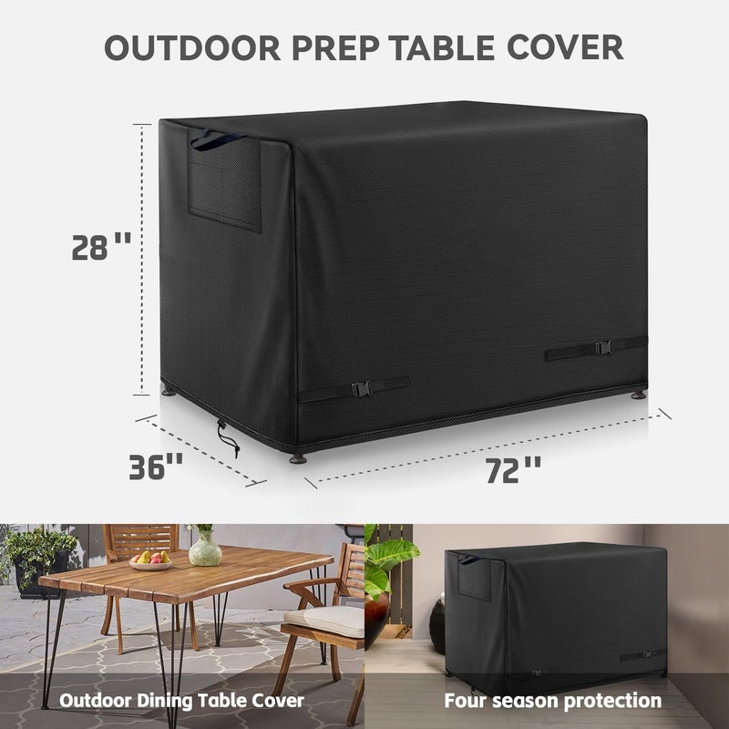 Wnanan Outdoor Dining Table Cover - Heavy Duty Waterproof Cover for Patio Metal Steel Slat Table, Compatible 72" x 36" Black - Image 2