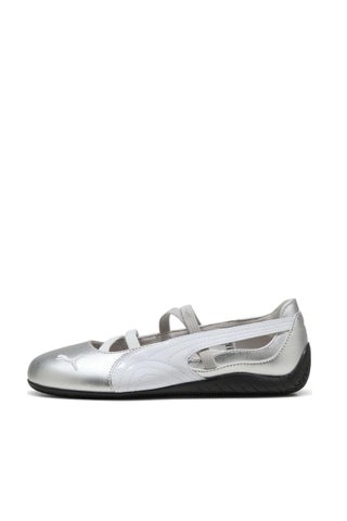 PUMA Speedcat Ballet Flats for Women Shiny Silver Comfort