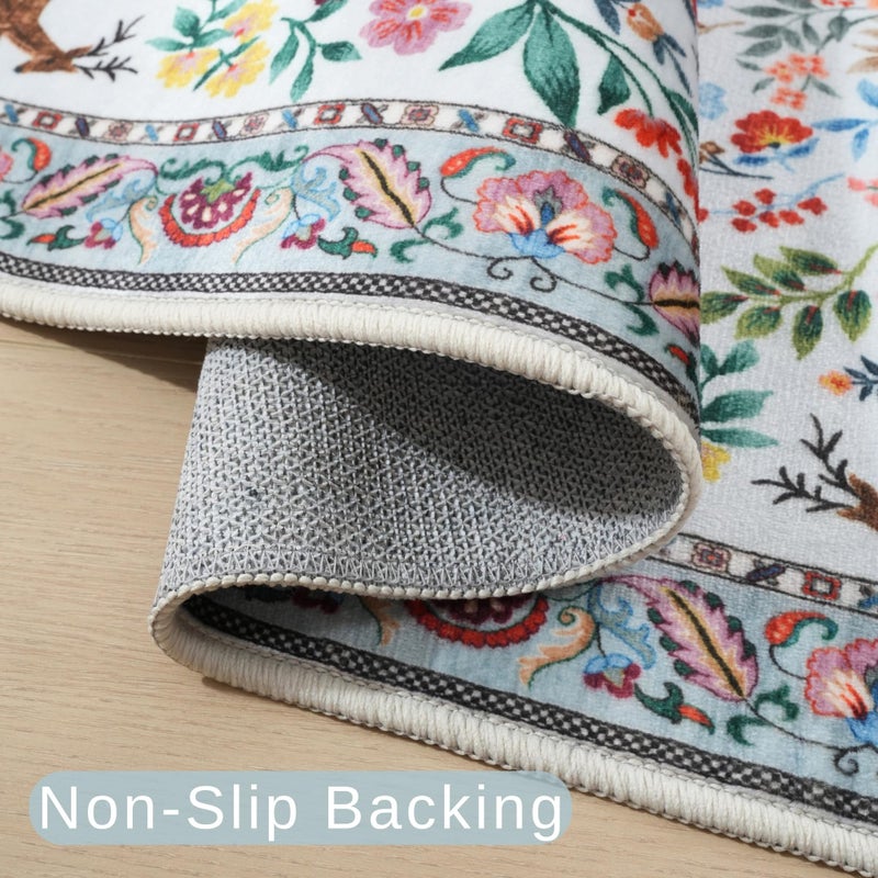 Rugcomf Runner Rug Washable Kitchen Runner 2'x 6'Runner Rug Floral Non-Slip for Entryway Indoor Soft Carpet Runner for Hallways, Kitchen, Laundry, Bedroom, Bathroom(Colorful) - Image 3