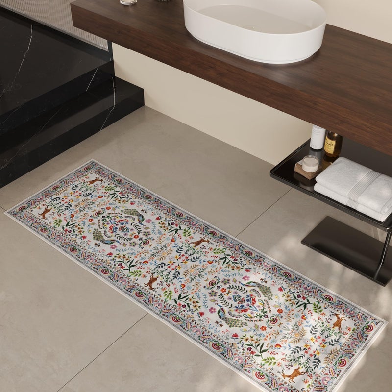 Rugcomf Runner Rug Washable Kitchen Runner 2'x 6'Runner Rug Floral Non-Slip for Entryway Indoor Soft Carpet Runner for Hallways, Kitchen, Laundry, Bedroom, Bathroom(Colorful) - Image 5