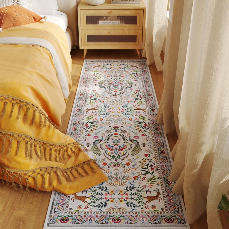 Rugcomf Runner Rug Washable Kitchen Runner 2'x 6'Runner Rug Floral Non-Slip for Entryway Indoor Soft Carpet Runner for Hallways, Kitchen, Laundry, Bedroom, Bathroom(Colorful) - Image 4