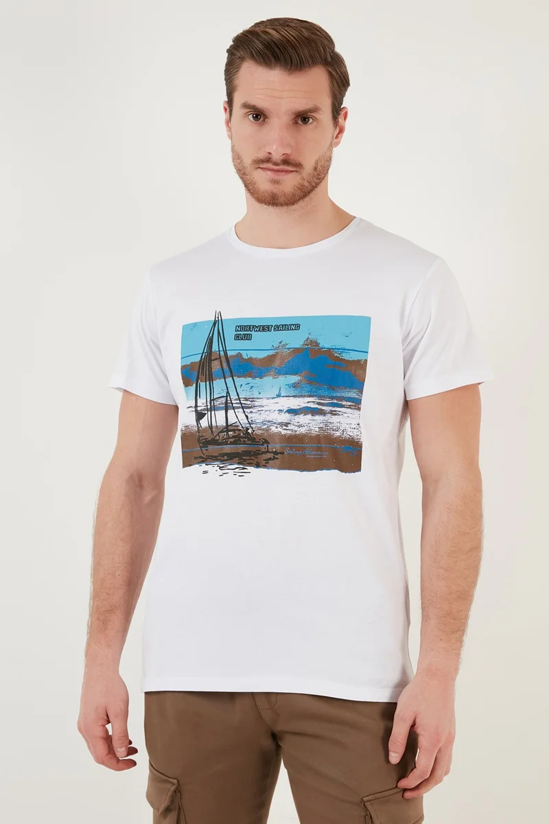 بوراتي Printed Crew Neck 100% Cotton Slim Fit T Shirt Men's T Shirt 541YELKEN24