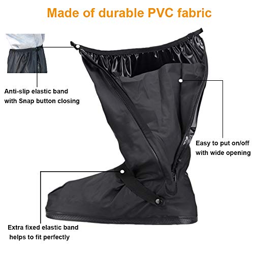 KRATARC Water-Resistant Shoes Covers Foldable Rain Boot Reflective Snow for Men Women Outdoor Cycling Walking Hiking (Black, L) - Image 3