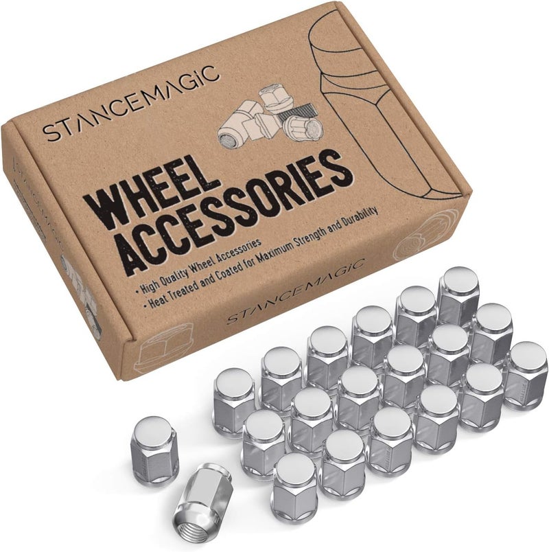 StanceMagic 20pc Silver/Chrome Bulge Lug Nuts - Image 1