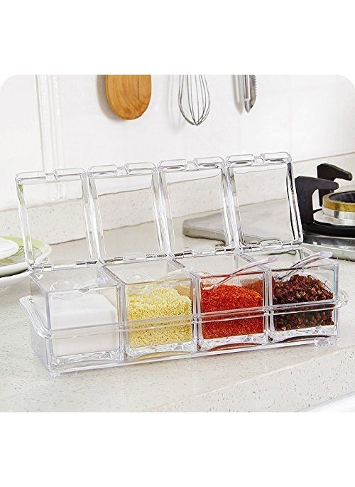 JK jk Acrylic Seasoning Salt Spice Container Set, Transparent  - Image 1