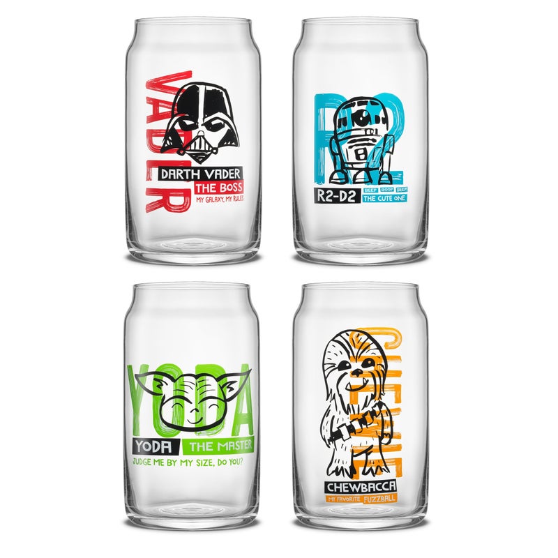 JoyJolt Star Wars Now Playing Collection Tumblers 169oz Classic Can Shape Glass Tumbler Set of 4 wGlass Straws - Image 2