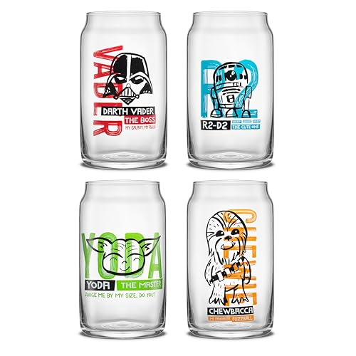 JoyJolt Star Wars Now Playing Collection Tumblers 169oz Classic Can Shape Glass Tumbler Set of 4 wGlass Straws - Image 1