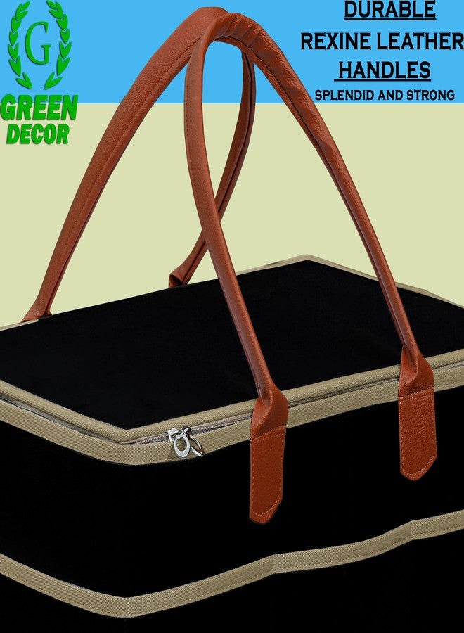 GREEN DECOR-Non Woven Fabric Diaper Caddy Bag with Handles & Zip Lock for Smart Mothers Baby Diaper Caddy Wipes Felt Storage Organizers,Foldable & Portable(Black&Tan&Beige-18X12X9 Inch) - Image 3