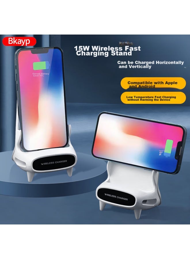 Bkayp Compatible With Apple Wireless Charger, 15w Fast Charging, Stand For Phones And Tablets, Small Chair, Speaker, For Iphone 14/13, Huawei, Android, Vivo, Xiaomi, Oppo - Image 1