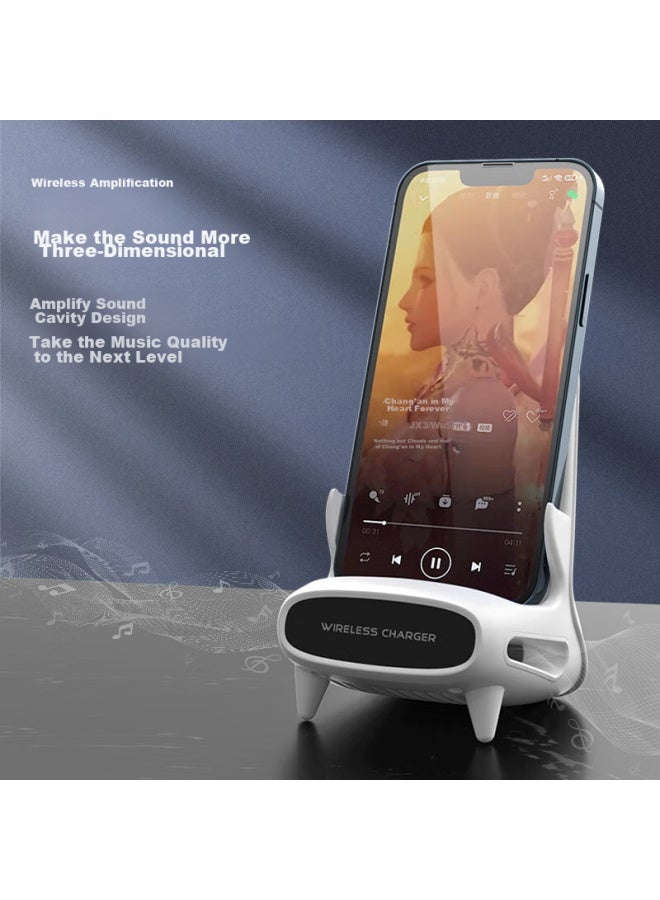 Bkayp Compatible With Apple Wireless Charger, 15w Fast Charging, Stand For Phones And Tablets, Small Chair, Speaker, For Iphone 14/13, Huawei, Android, Vivo, Xiaomi, Oppo - Image 3