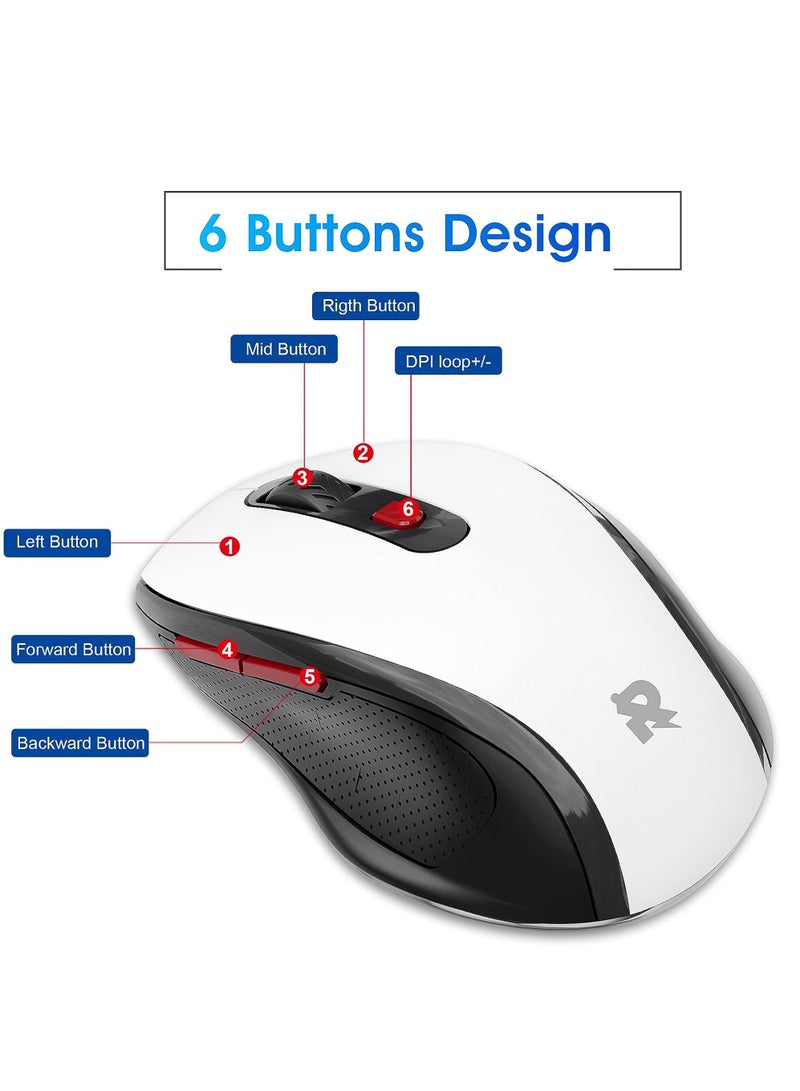 Rock Pow Wireless Mouse Ergonomic PC Mouse with USB Receiver for Computer Laptop Desktop 3 DPI Adjustable Silent Click Comfortable Ergo Mouse 10M Wireless Connection Ultra-fast Scroll  - Image 4