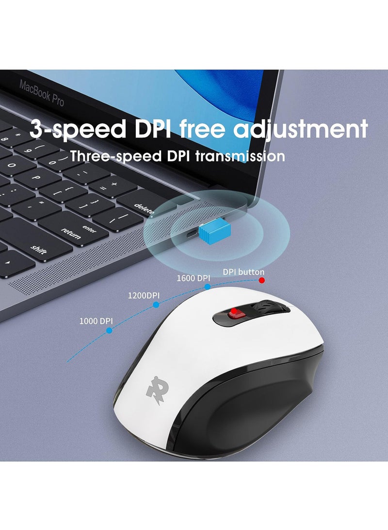 Rock Pow Wireless Mouse Ergonomic PC Mouse with USB Receiver for Computer Laptop Desktop 3 DPI Adjustable Silent Click Comfortable Ergo Mouse 10M Wireless Connection Ultra-fast Scroll  - Image 2