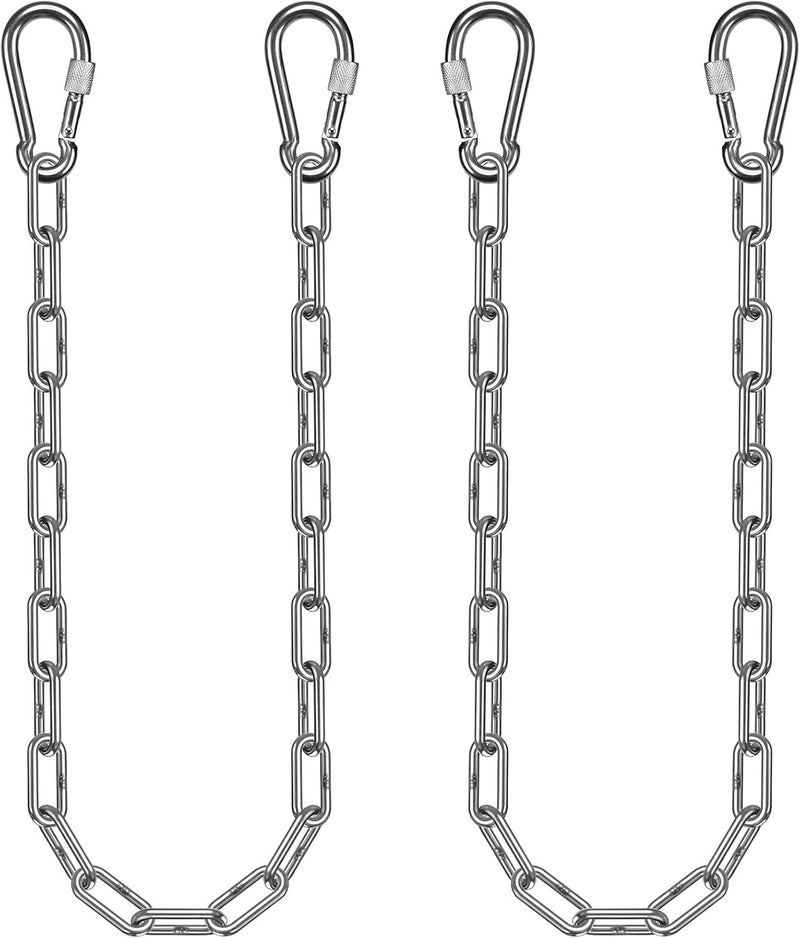 BeneLabel 2Pcs 40" (3.3 ft) Stainless Steel Hanging Chains with 4 Carabiners 1000 LB Capacity Swing Chain Extension Hammock Chains with Hooks Hardware Chain for Hanging Chair, Porch Swing, Egg Chair, Heavy Bag - Image 1