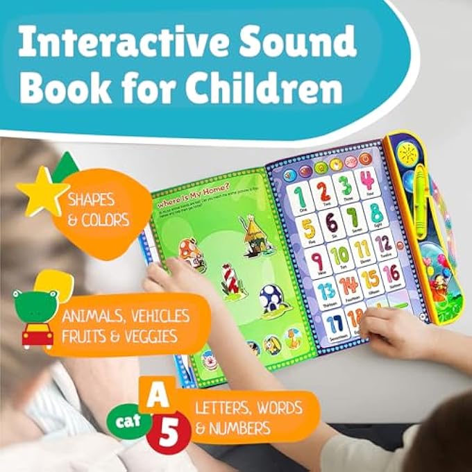 ABS INTERACTIVE ELECTRONIC LEARNING BOOKS ,DOODLE WHITEBOARD,USB CHARGING, TOUCH & READ ELECTRONIC EDUCATIONAL BOOK WITH SOUND, EARLY LEARNING TOY FOR 1-6 YEAR OLDS - Image 2