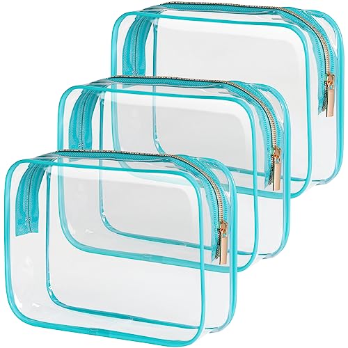 PACKISM Clear Makeup Bag  3 Pack TSA Approved Toiletry Bags Clear Toiletry Bags for Traveling Airport Carry on Compliant Bag Green