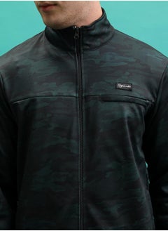HIGHLANDER Camouflage Print High Neck Full Zip Sweatshirt by Styli  - Image 2