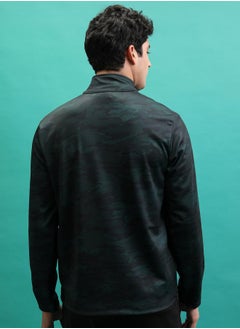 HIGHLANDER Camouflage Print High Neck Full Zip Sweatshirt by Styli  - Image 3