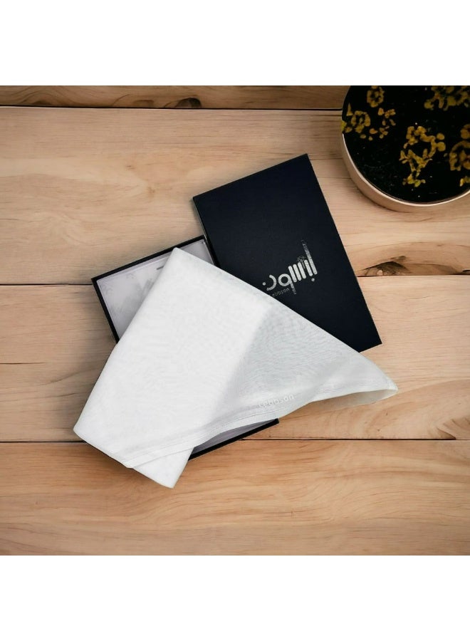 Lebbson Premium White Cotton Ghutra - Classic Saudi Design, Breathable & Comfortable - Image 1