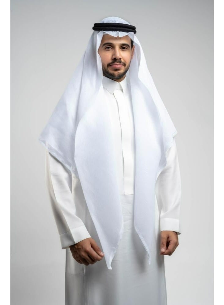 Lebbson Premium White Cotton Ghutra - Classic Saudi Design, Breathable & Comfortable - Image 2
