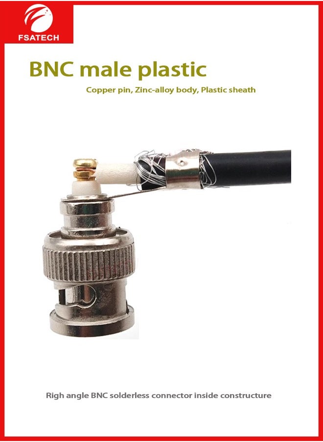 FSATECH الزاوية اليمنى BNC ذكر مع غمد لاصق  - Image 1