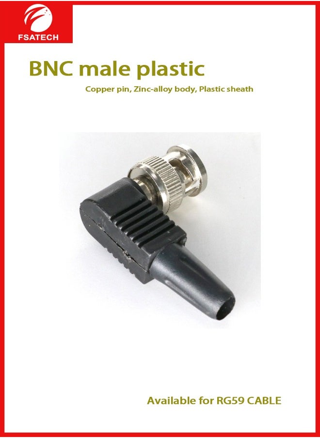 FSATECH الزاوية اليمنى BNC ذكر مع غمد لاصق  - Image 3