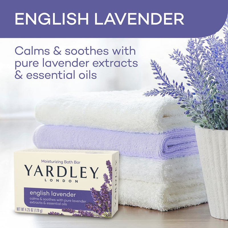Yardley London English Lavender with Essential Oils Soap Bar, 4.25 oz Bar (Pack of 1) - Image 3