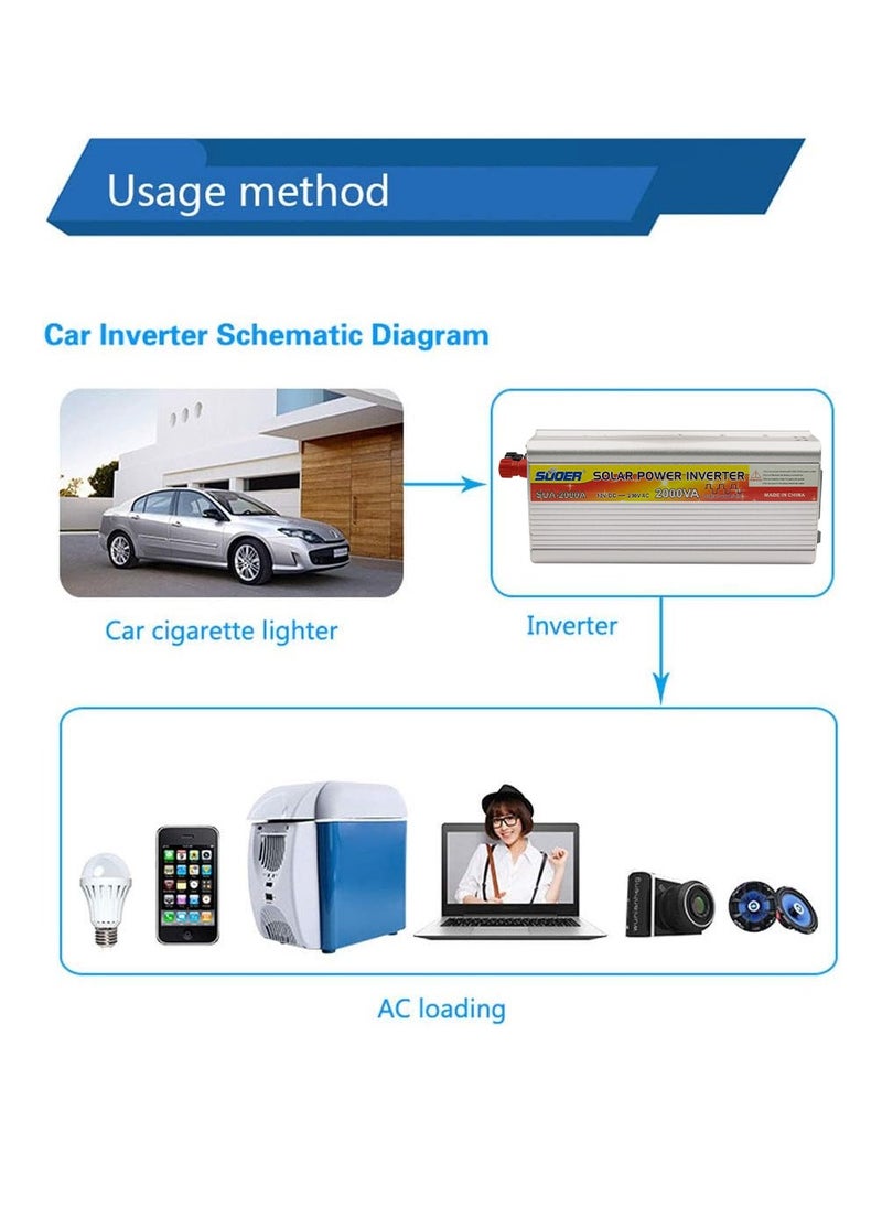 سوير - محول طاقة شمسية من تيار مستمر إلى تيار متردد DC12V إلى AC230V عاكس 2000VA - SUOER SUA2000A - Image 1