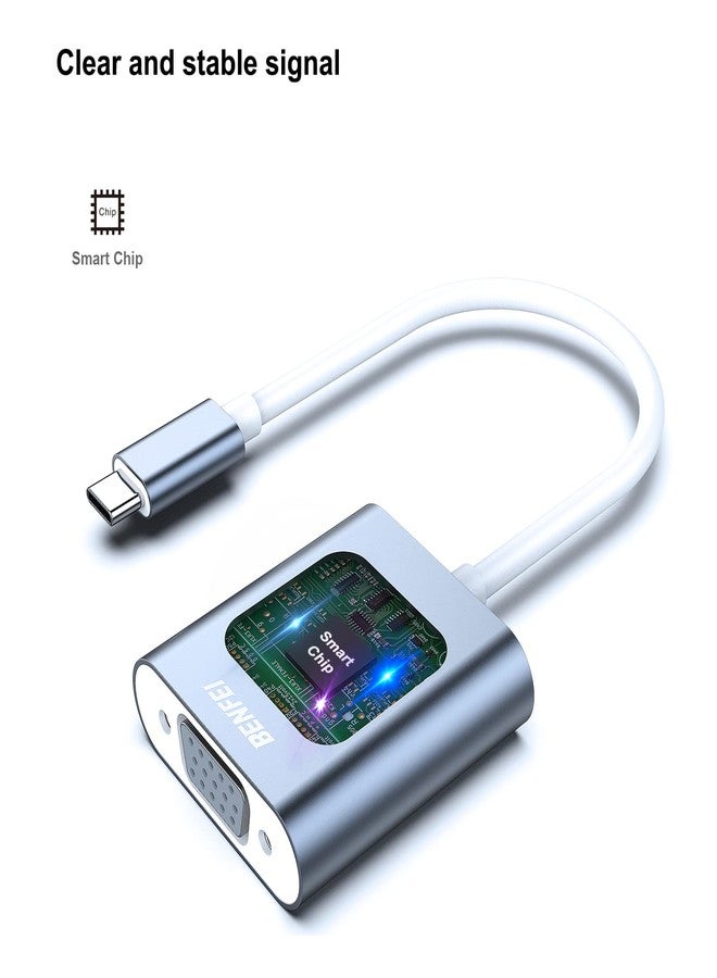 بنفي محول BENFEI من USB C إلى VGA، محول Thunderbolt 3/4 إلى VGA متوافق مع سلسلة iPhone 15، وMacBook Pro/Air 2023، وiPad Pro، وiMac، وS23، وXPS 17، وSurface Book 3 والمزيد [غلاف من الألومنيوم، رمادي] - Image 3