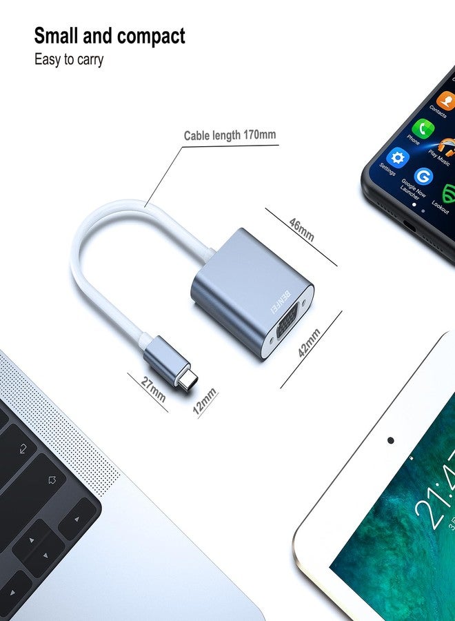 بنفي محول BENFEI من USB C إلى VGA، محول Thunderbolt 3/4 إلى VGA متوافق مع سلسلة iPhone 15، وMacBook Pro/Air 2023، وiPad Pro، وiMac، وS23، وXPS 17، وSurface Book 3 والمزيد [غلاف من الألومنيوم، رمادي] - Image 4