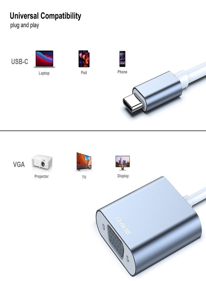 بنفي محول BENFEI من USB C إلى VGA، محول Thunderbolt 3/4 إلى VGA متوافق مع سلسلة iPhone 15، وMacBook Pro/Air 2023، وiPad Pro، وiMac، وS23، وXPS 17، وSurface Book 3 والمزيد [غلاف من الألومنيوم، رمادي] - Image 5