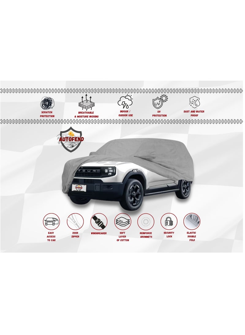 Zipporah All Weather Premium Lightweight 6-Layers Protective Car Cover 210T Compatible for 2024-2025 Jetour T1 with Left Driver Side Door Zipper, Security Lock and Mirror Pockets - Image 3