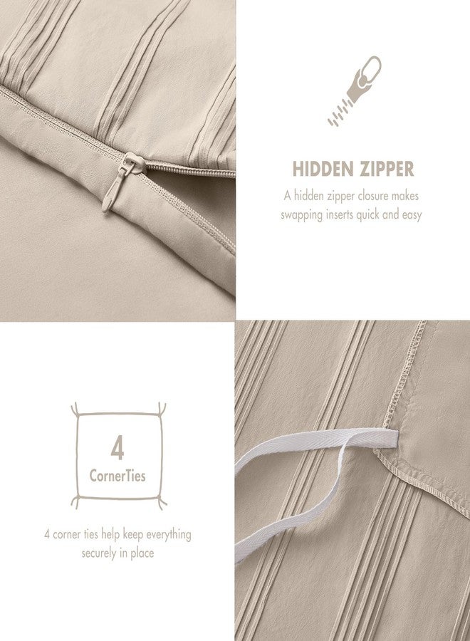 Madison Park Essentials Queen Duvet Cover Set Modern Minimalist Duvet Set with Premium Neutral Woven Polyester Stripe Front & Ultra-Soft Brushed Microfiber Reverse, 4 Corner Ties, Queen - Image 5