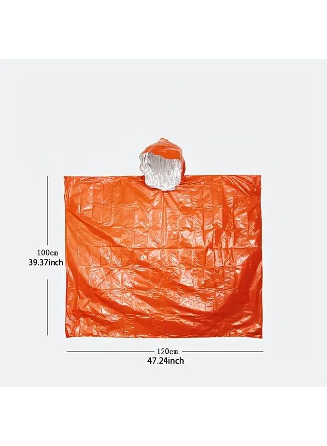 Orange Thermal Mylar Emergency Poncho 2pcs Set Reversible Reflective Survival Camping - Image 2