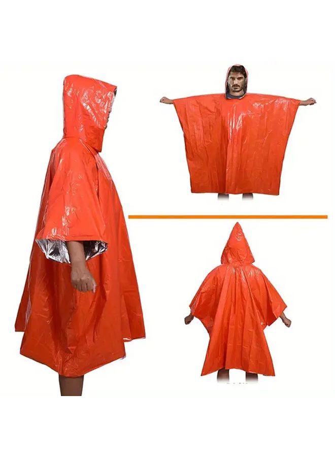 Orange Thermal Mylar Emergency Poncho 2pcs Set Reversible Reflective Survival Camping - Image 5