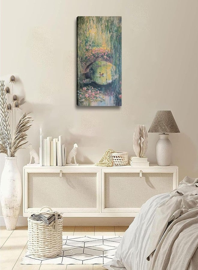FENNIDICE Vintage Monet Canvas Wall Art, Water Lotus Landscape Wall Decor Paintings,Monet Country Nature Pictures for Wall Living Room Bedroom Bathroom Home Decoration 12x18 inch( Stretched Canvas on A Wooden Frame) - Image 5
