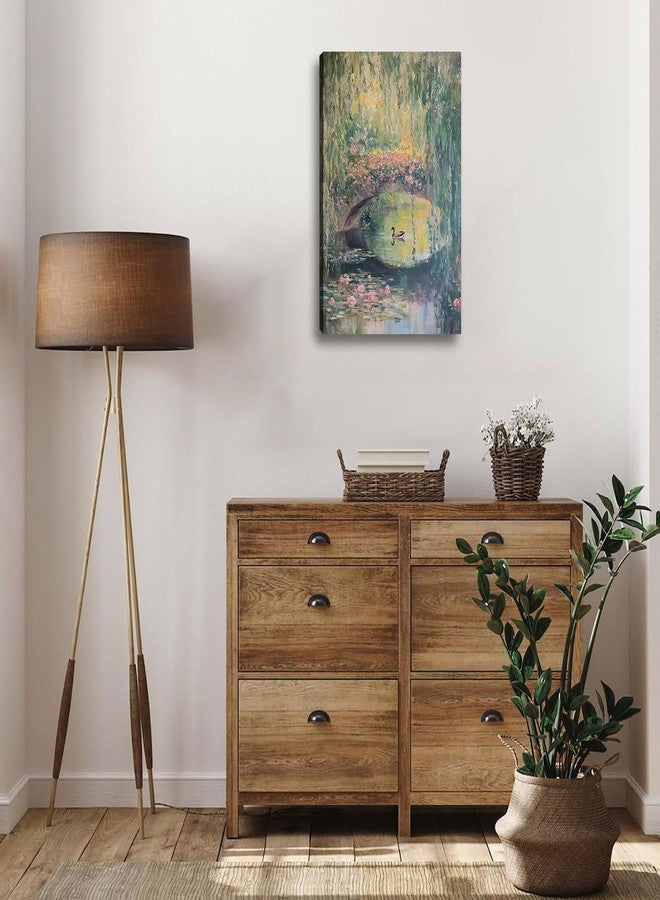 FENNIDICE Vintage Monet Canvas Wall Art, Water Lotus Landscape Wall Decor Paintings,Monet Country Nature Pictures for Wall Living Room Bedroom Bathroom Home Decoration 12x18 inch( Stretched Canvas on A Wooden Frame) - Image 3