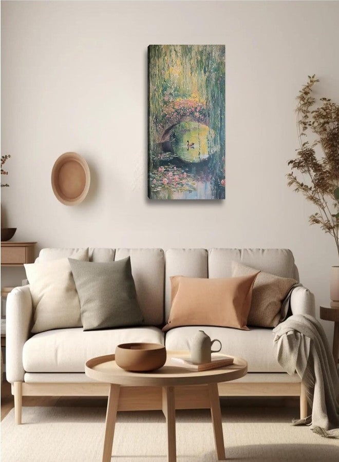 FENNIDICE Vintage Monet Canvas Wall Art, Water Lotus Landscape Wall Decor Paintings,Monet Country Nature Pictures for Wall Living Room Bedroom Bathroom Home Decoration 12x18 inch( Stretched Canvas on A Wooden Frame) - Image 4