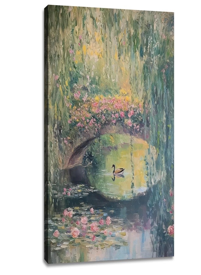 FENNIDICE Vintage Monet Canvas Wall Art, Water Lotus Landscape Wall Decor Paintings,Monet Country Nature Pictures for Wall Living Room Bedroom Bathroom Home Decoration 12x18 inch( Stretched Canvas on A Wooden Frame) - Image 1
