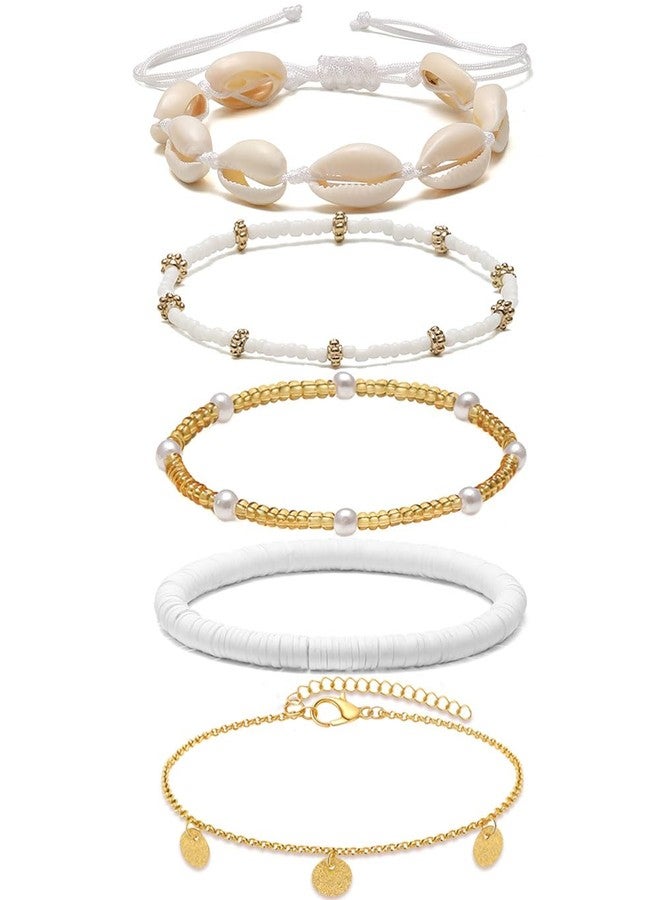 Tornito مجموعة أساور كاحل تورنيتو للنساء ذهبية بوهيمية خرز أساور صيفية هاواي شل لؤلؤة قرص قلب مزدوج نجمة البحر قوقع سلسلة قدم متعددة الطبقات مجوهرات قابلة للتعديل - Image 3